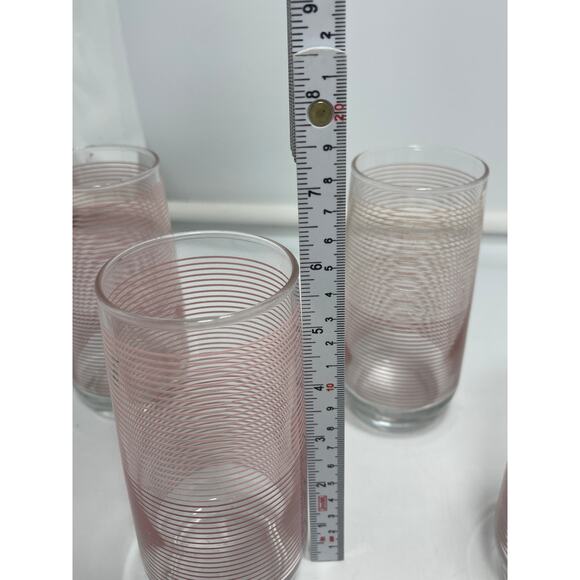 Set of 5 Anchor Hocking Banded Striped Tumblers Mid Century Modern Glasses VTG - Picture 6 of 6